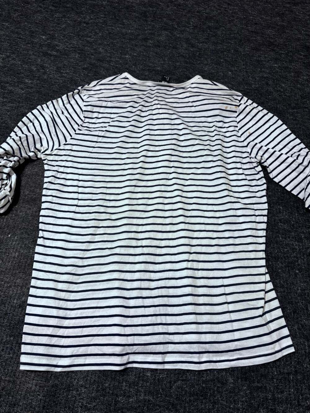 H&M Striped Henley Shirt Womens Size Large White Blue - Picture 10 of 10